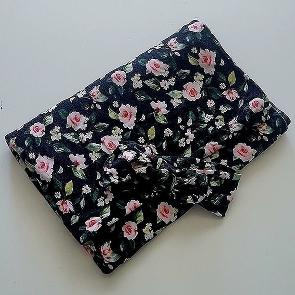 Posh Peanut Floral Black and Pink Swaddle with Matching Headband